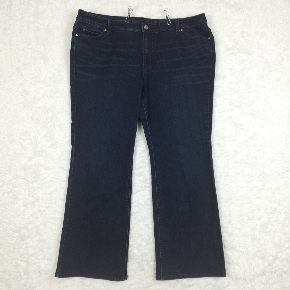 Jennifer Lopez Womens Jeans Boot Cut Blue Denim Dark Wash Plus Short 18WS